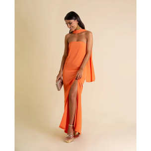 Vestido midi palabra de honor con foulard