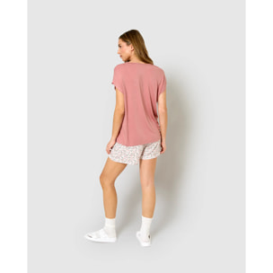 Pigiama corto in viscosa rosa