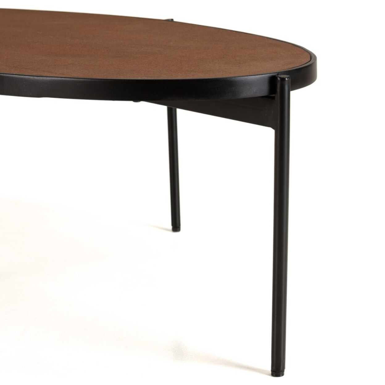 BASILE - Table basse ovale 131x65cm couleur rouille effet pierre