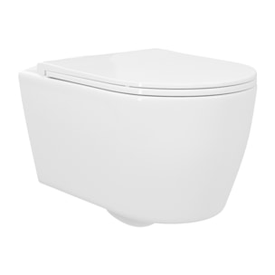 Pack Wc Suspendido + Bastidor | Inodoro Blanco Brillo | Pulsador Blanco | Cisterna Empotrada | Tapa Amortiguada + Sistema Rimless | Alday