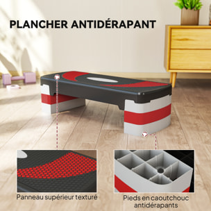 Stepper fitness aerobic - collaboration Aosom.fr x FFHandball - hauteur reglable surface antiderapante - noir gris