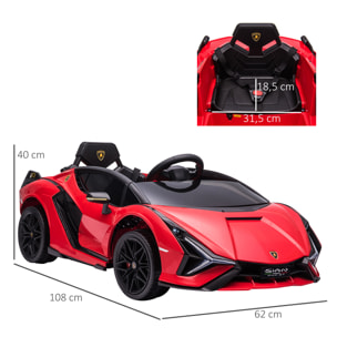 Voiture électrique enfant de sport supercar 12 V - V. max. 5 Km/h effets sonores + lumineux rouge