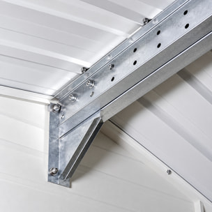 Abri de jardin métal aspect bois Yardmaster 10,46 m² + kit d'ancrage
