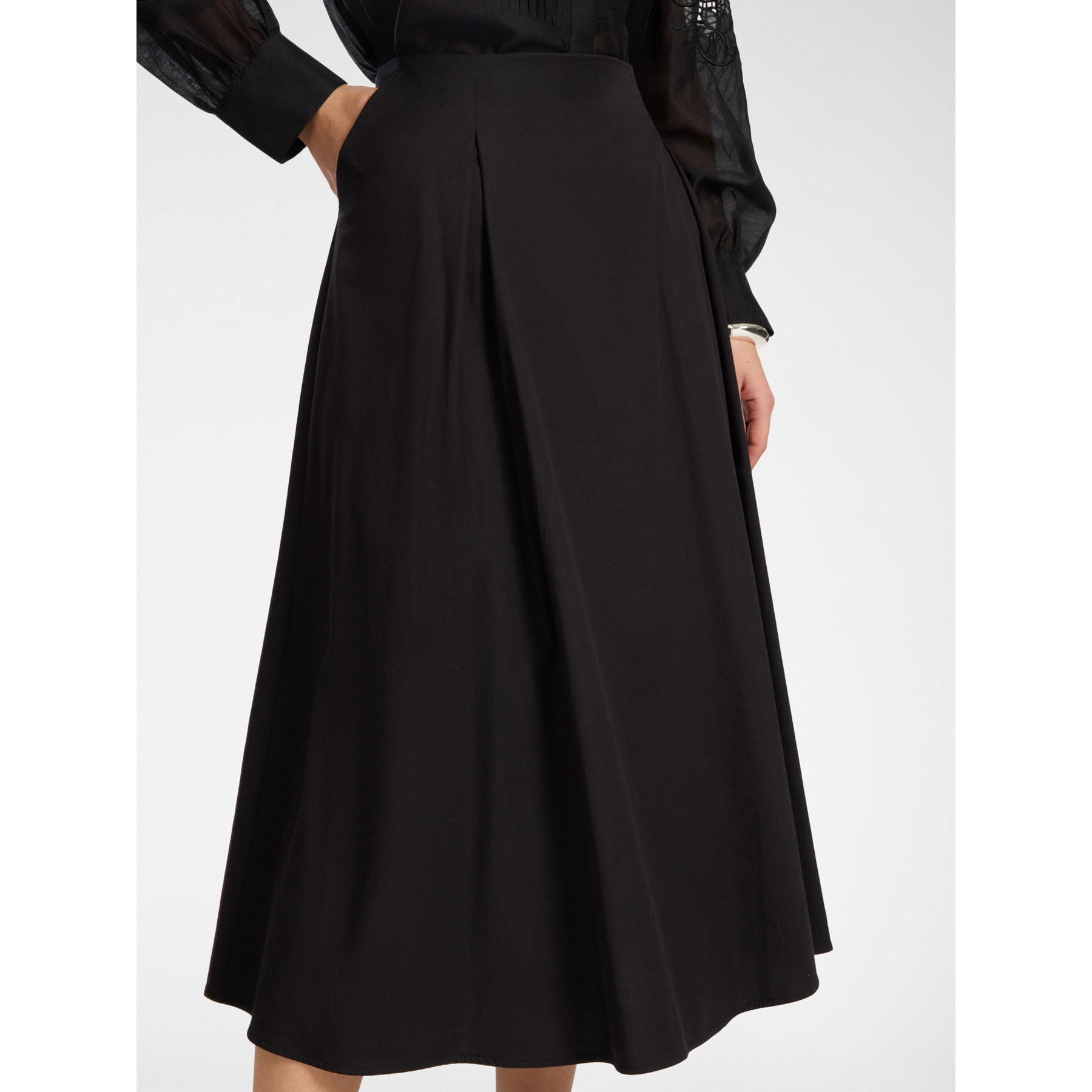 Elena Mirò - Falda midi de línea en A - Negro