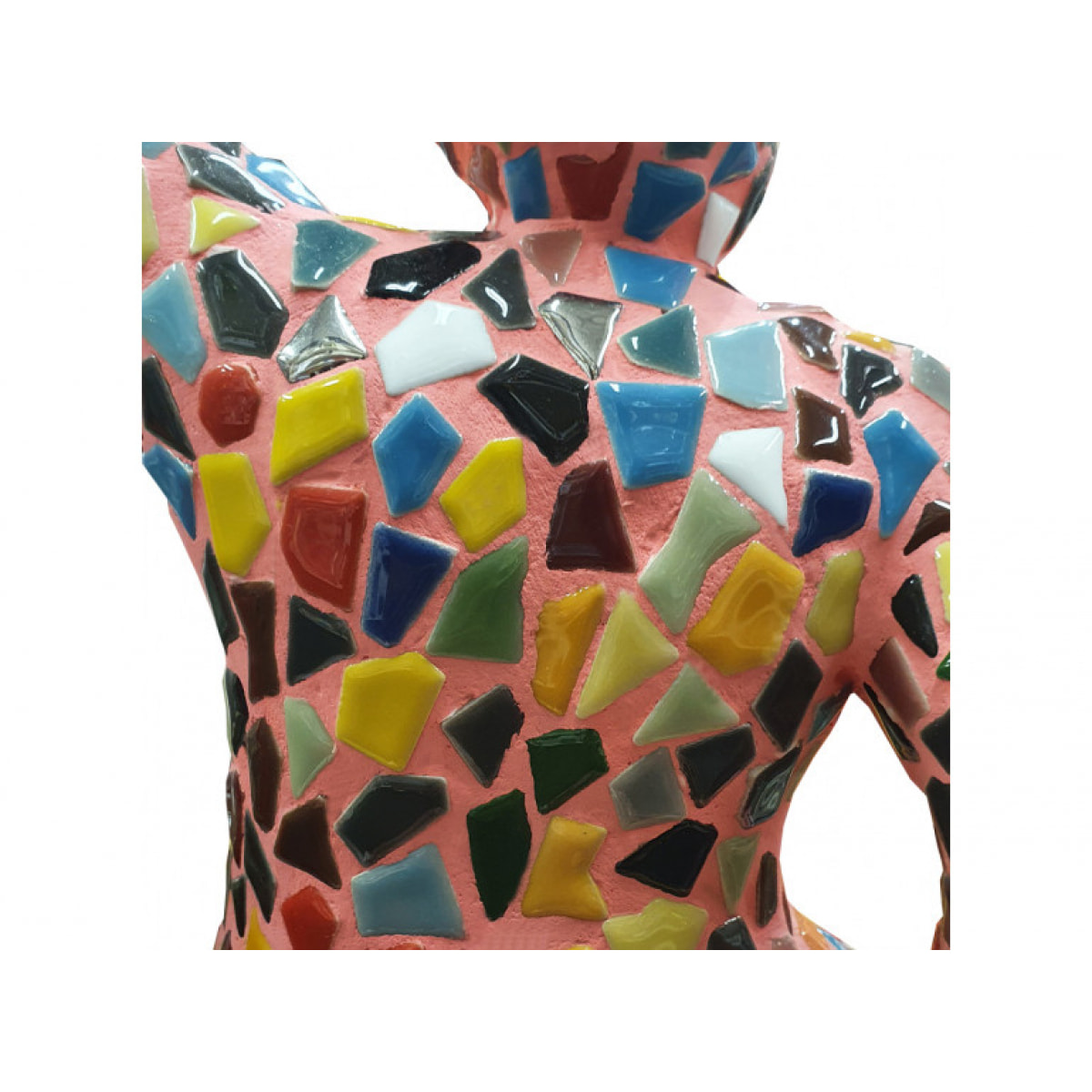 Statue femme multicolore mosaïque en résine H60cm - MOSAIK