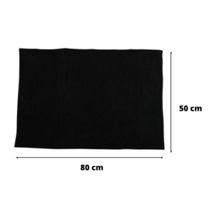 Lot de 2 Tapis de bain Microfibre CHENILLE 50x80cm Noir MSV