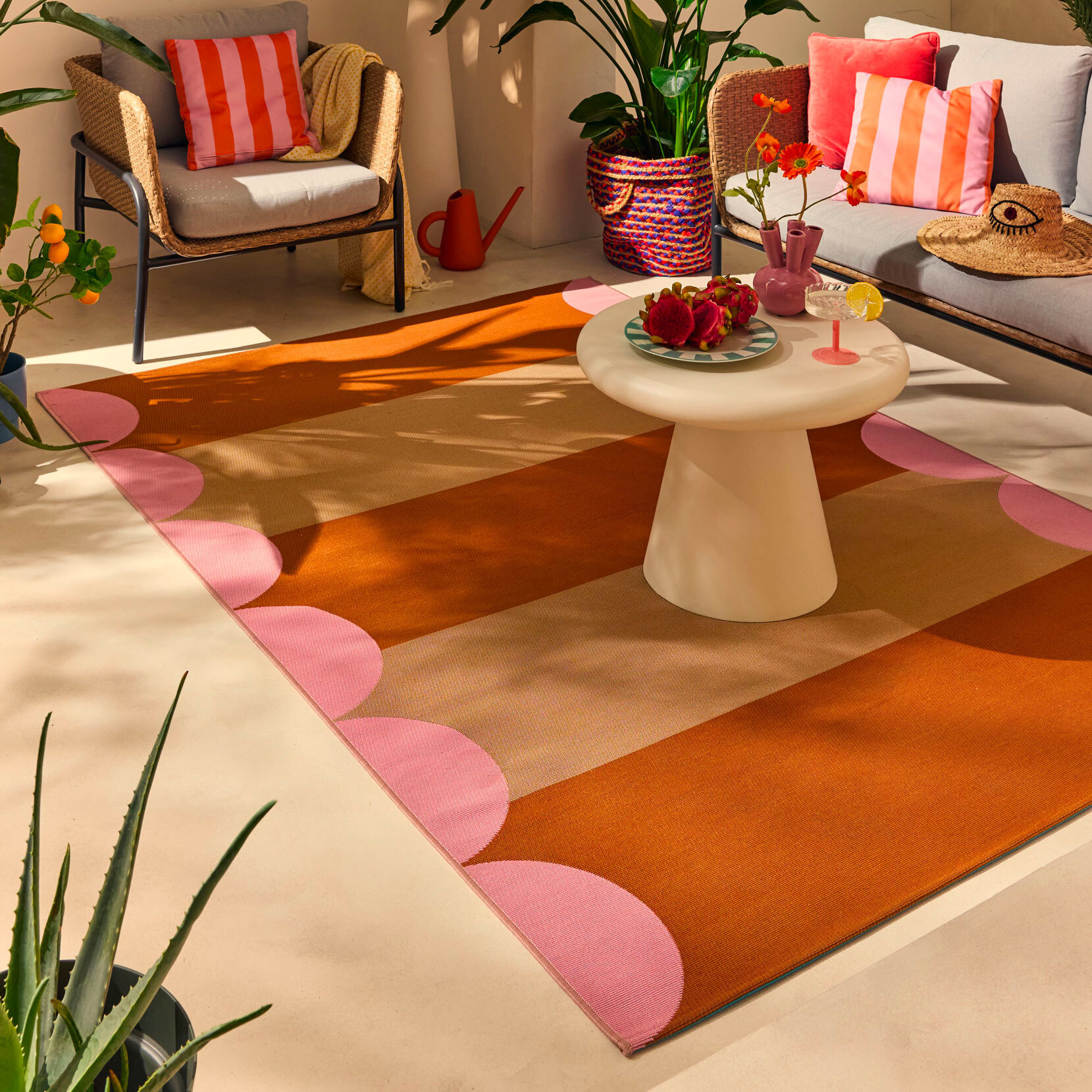 AZUR - Tapis intérieur/extérieur esprit art déco beige
