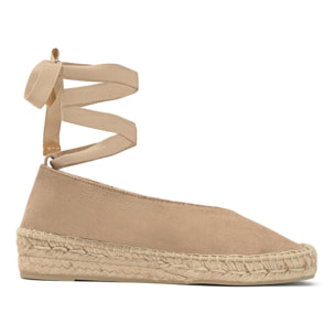 Alpargatas planas de mujer Gea en algodón acabado lavado, cierre mediante lazada