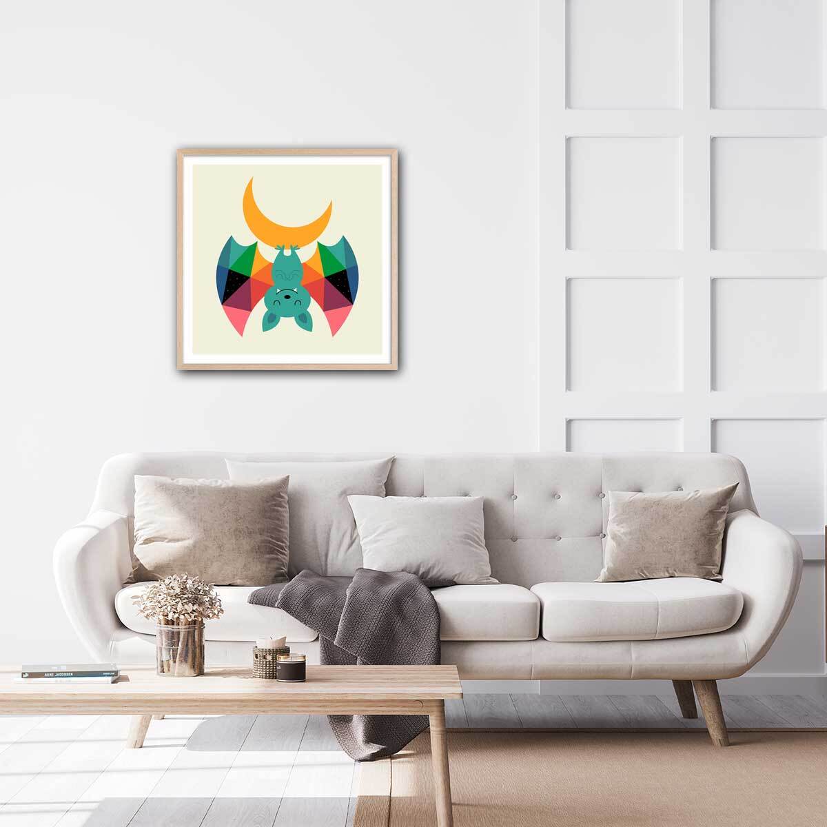 Affiche  chauve souris Affiche + cadre en bois - Chêne