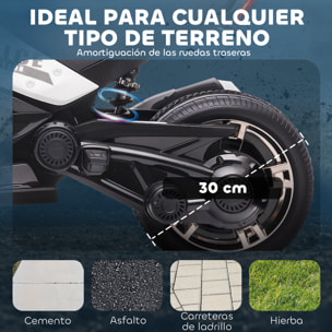 Quad Eléctrico para Niños 12V, Quad para Niños de 3-8 Años, con 2 Motores, Velocidad hasta 5â€¯km/h, 3 Ruedas, Sistema de Suspensión, Faros, Bocina, Música, USB, Negro y Blanco