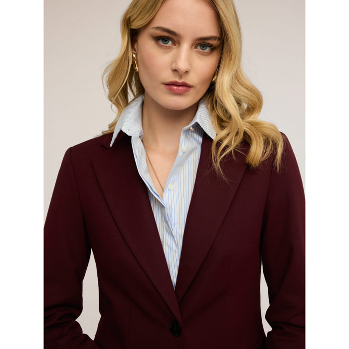 Motivi - Blazer de un botón en algodón viscosa - Burgundy
