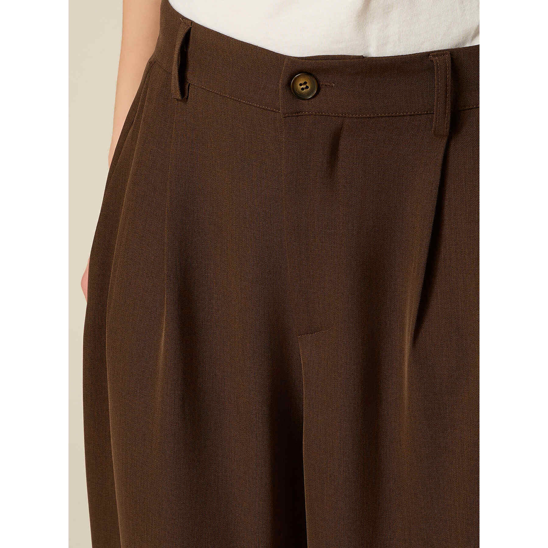 Oltre - Pantaloni palazzo con pinces - Marrone