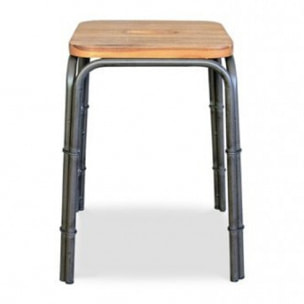 Tabouret en bois d'acacia et métal style industriel - ATELIER
