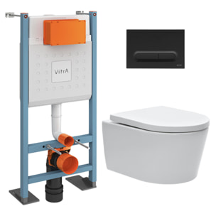 Pack WC Bâti-support autoportant V-Fix Core + WC SAT sans bride et fixations invisibles + Plaque noire mat (VFTFSAT6)