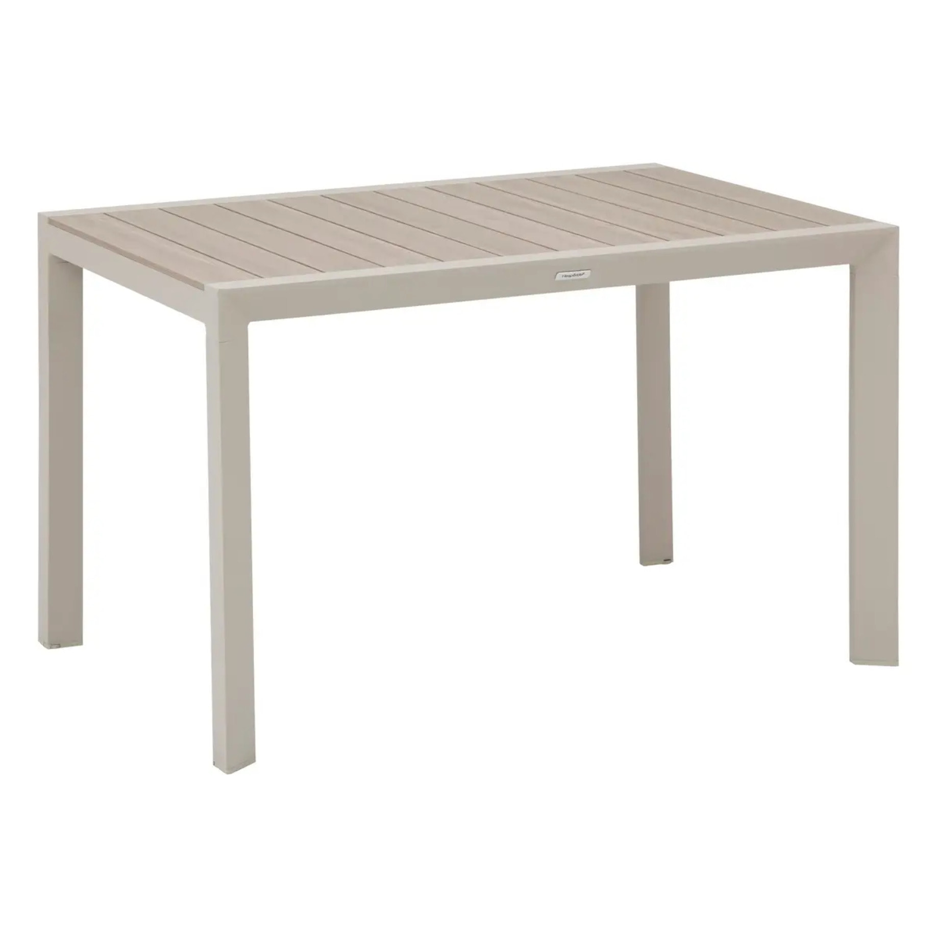 Table de jardin "Évasion" effet bois lin & argile 4 places lates en aluminium