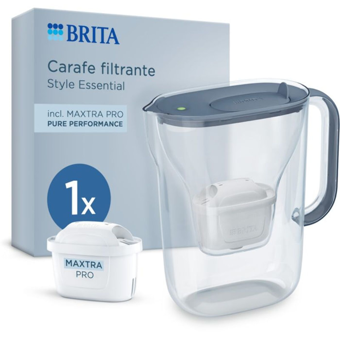 Carafe filtrante BRITA Style Essential bleu minéral + 1 cartouche Maxtra Pro