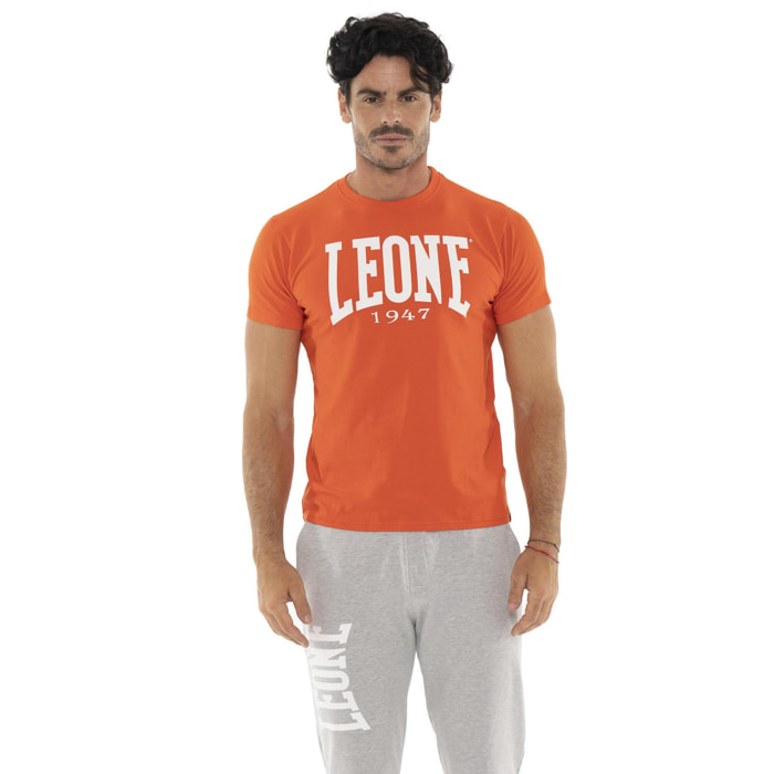 T-shirt in cotone elasticizzato a manica corta con logo grande Leone Basic