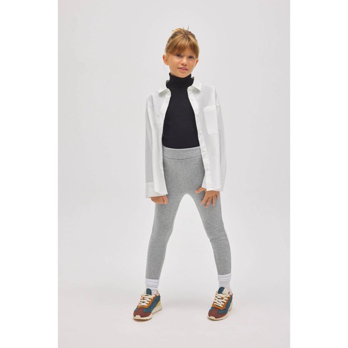 Leggings termici da bambina in pile grigio