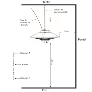 Estufa Colgante De Techo Con Control Remoto 1000/2000w