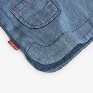 BlusÃ³n denim niÃ±a, algodÃ³n, mangas cortas, azul