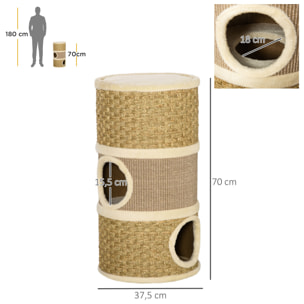 Barril Rascador para Gato de Felpa Sisal 4kg . Marrón y Beige