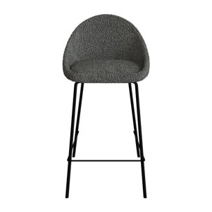 Lot de 2 chaises pour îlot central 65 cm en tissu bouclette gris - Misty