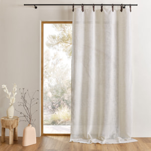 Rideau en tissu polylin à pattes avec anneaux  - Effet cuir - Lin