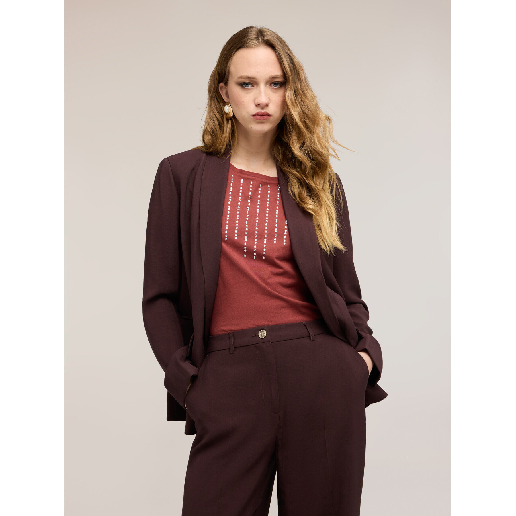 Motivi - Blazer con collo a scialle - Marrone
