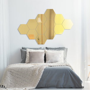 12 stickers miroirs hexagones or - 20x17cm