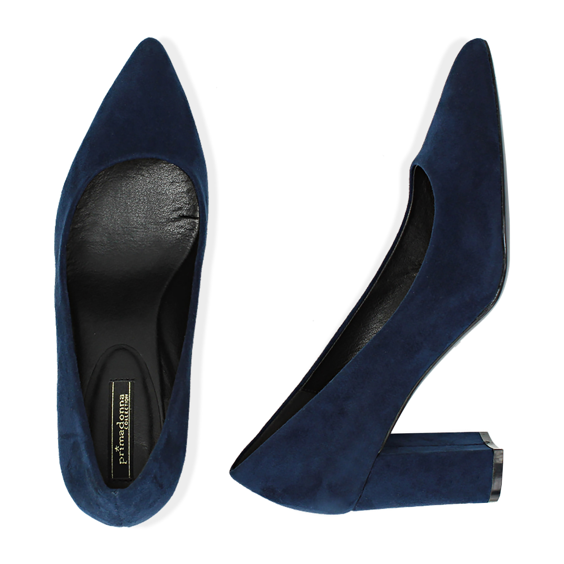 Zapato de tacón azules de microfibra, tacón 7,50 cm