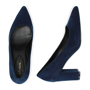 Zapato de tacón azules de microfibra, tacón 7,50 cm
