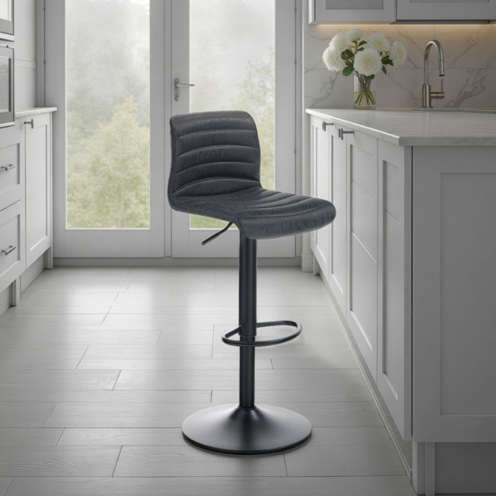Lot de 2 tabouret de bars Tomasucci GARBO, en acier et similicuir, noir