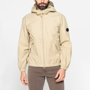 GIACCA CON ZIP E CAPUCCIO IN TESSUTO MANO COTONE