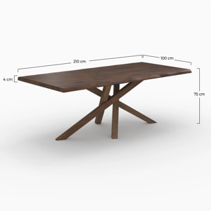 Table rectangulaire en bois d'hévéa massif foncé 8 personnes - Robin