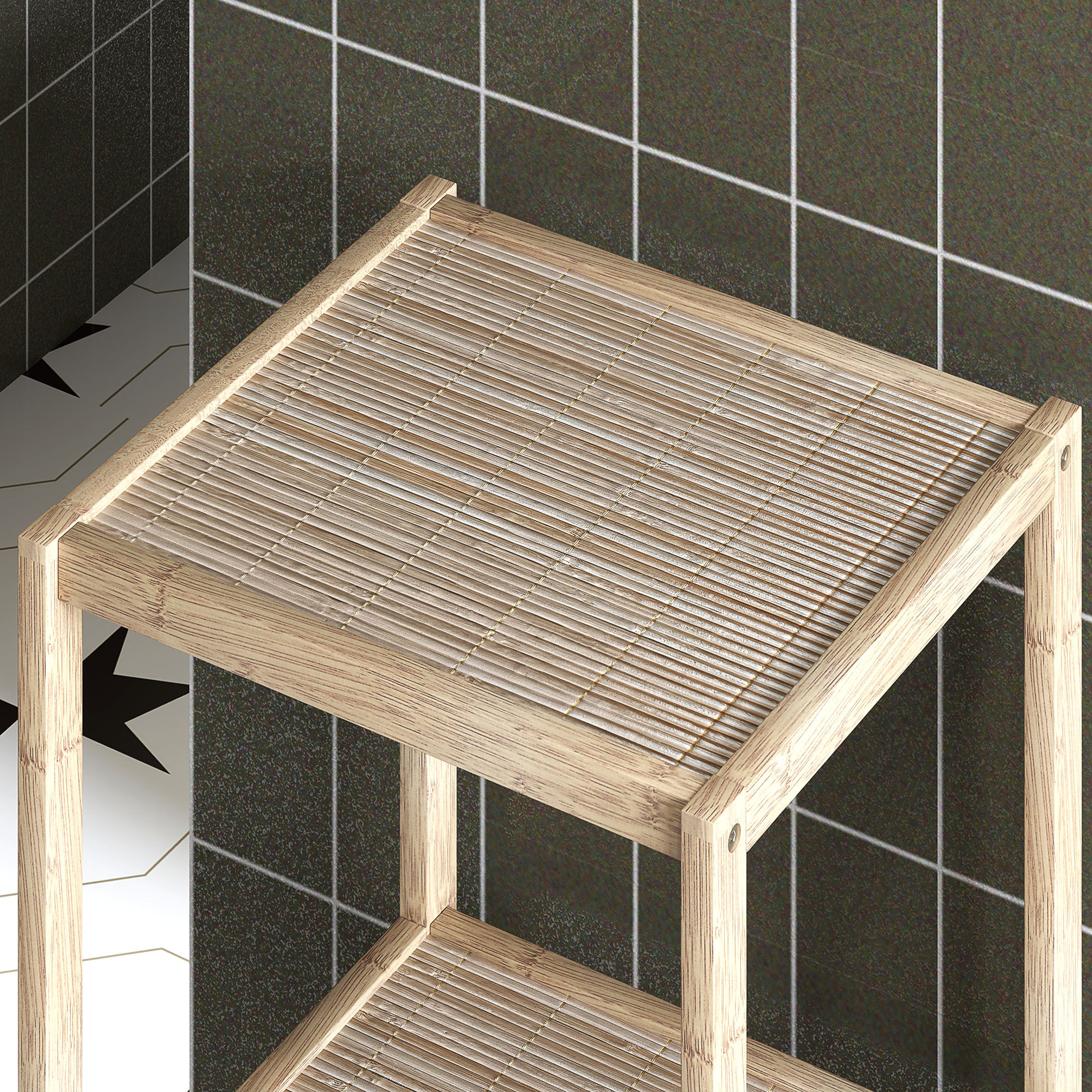 Colonne salle de bain style cosy bambou 4 niveaux H.110 cm