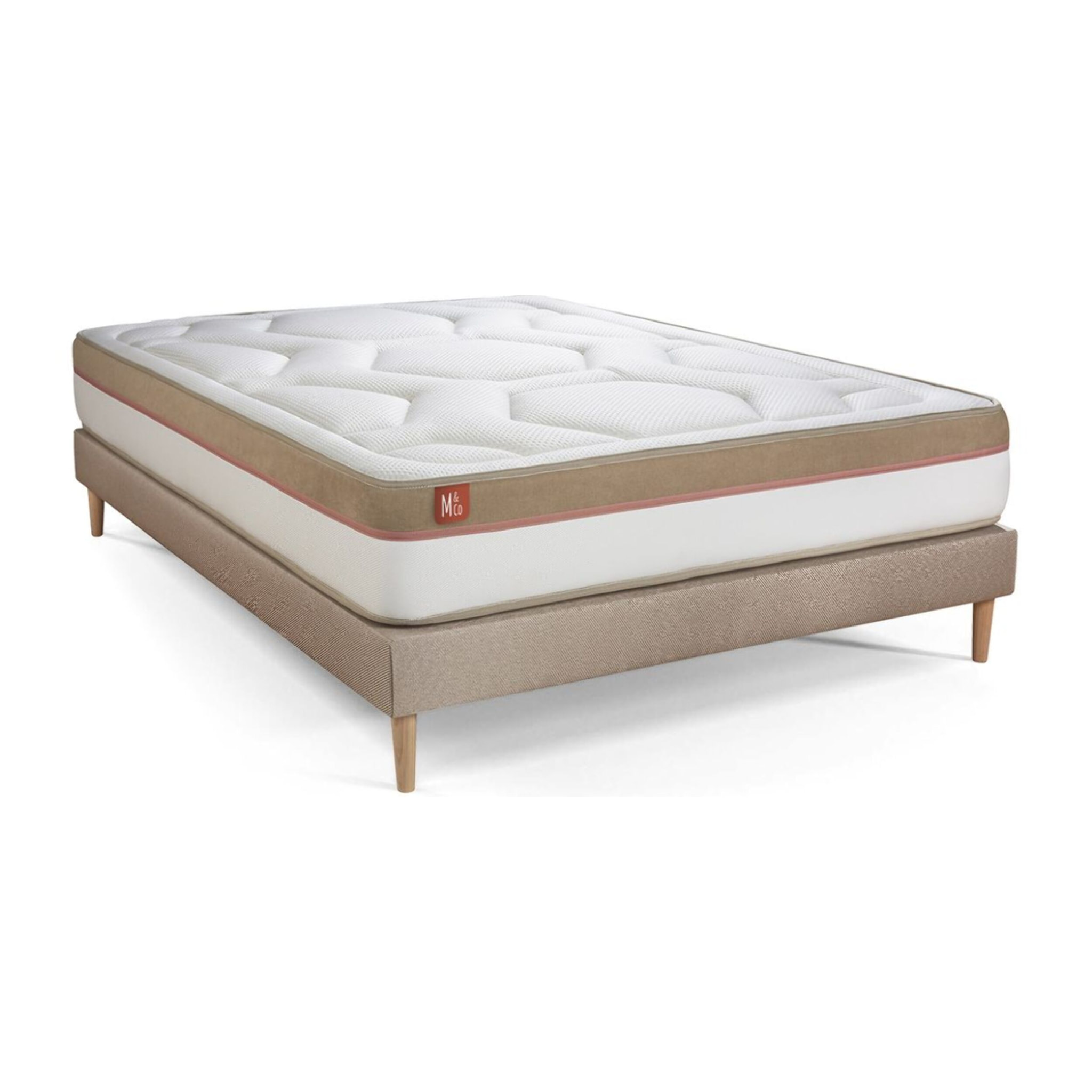 Ensemble Matelas Le Cosy - 30cm - Mémoire de forme - Confort durable - Sommier kit Beige