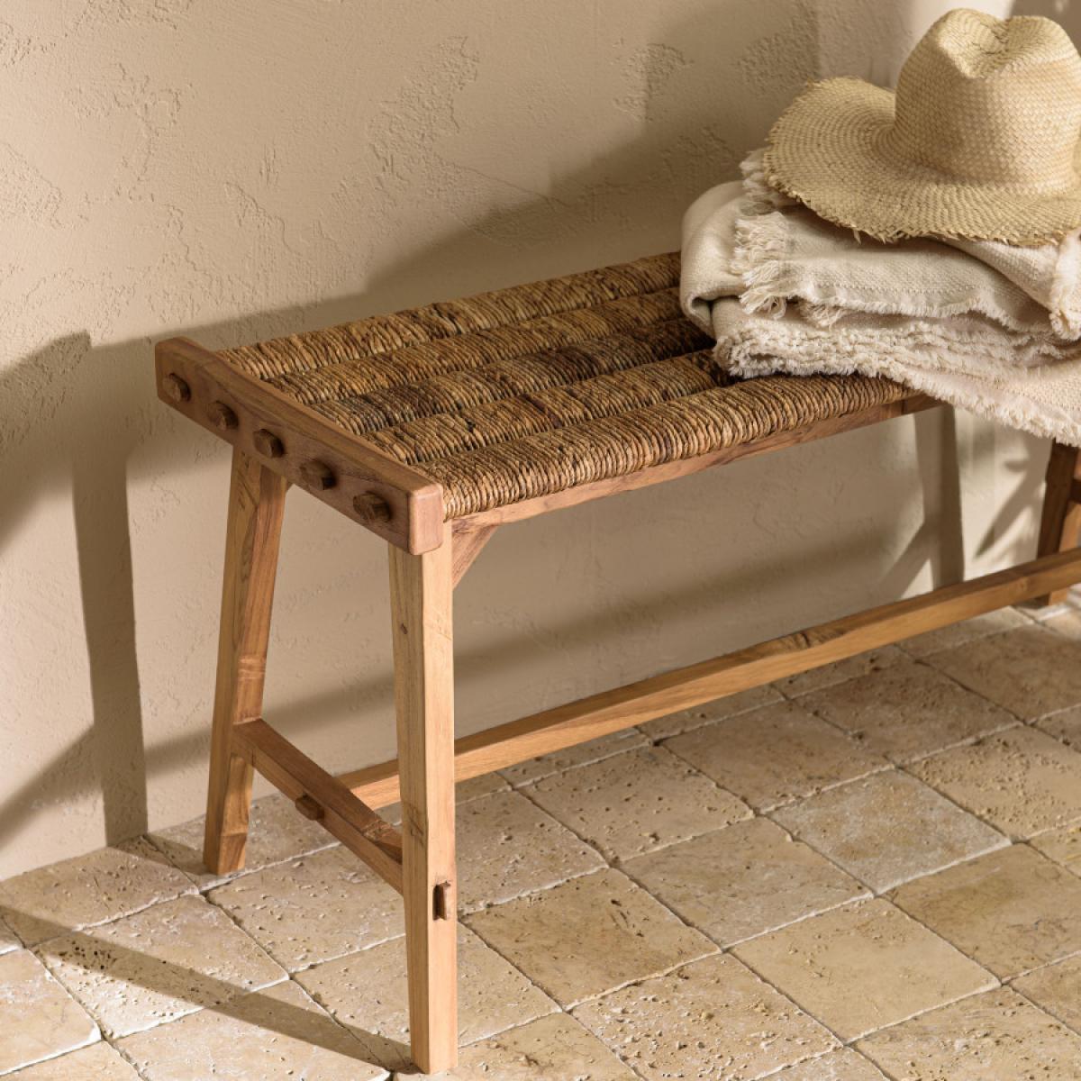 ALIDA - Banc 100x36cm assise en tissage d'abaca naturel