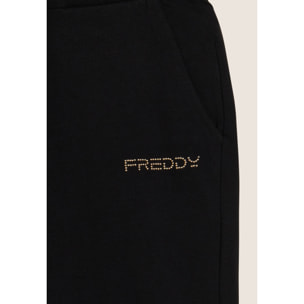 Pantaloni corsaro in jersey con logo perline