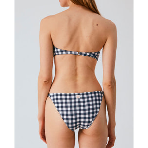 Top de bikini bandeau con aro y estampado vichy