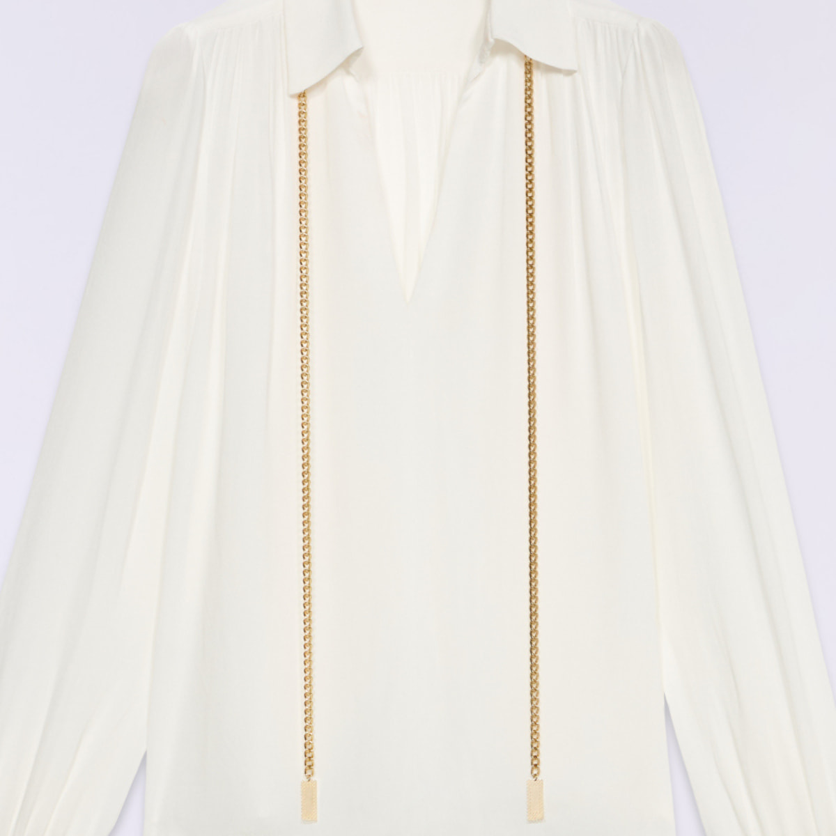 Oltre - Blusa in tessuto crêpe con catena - Bianco