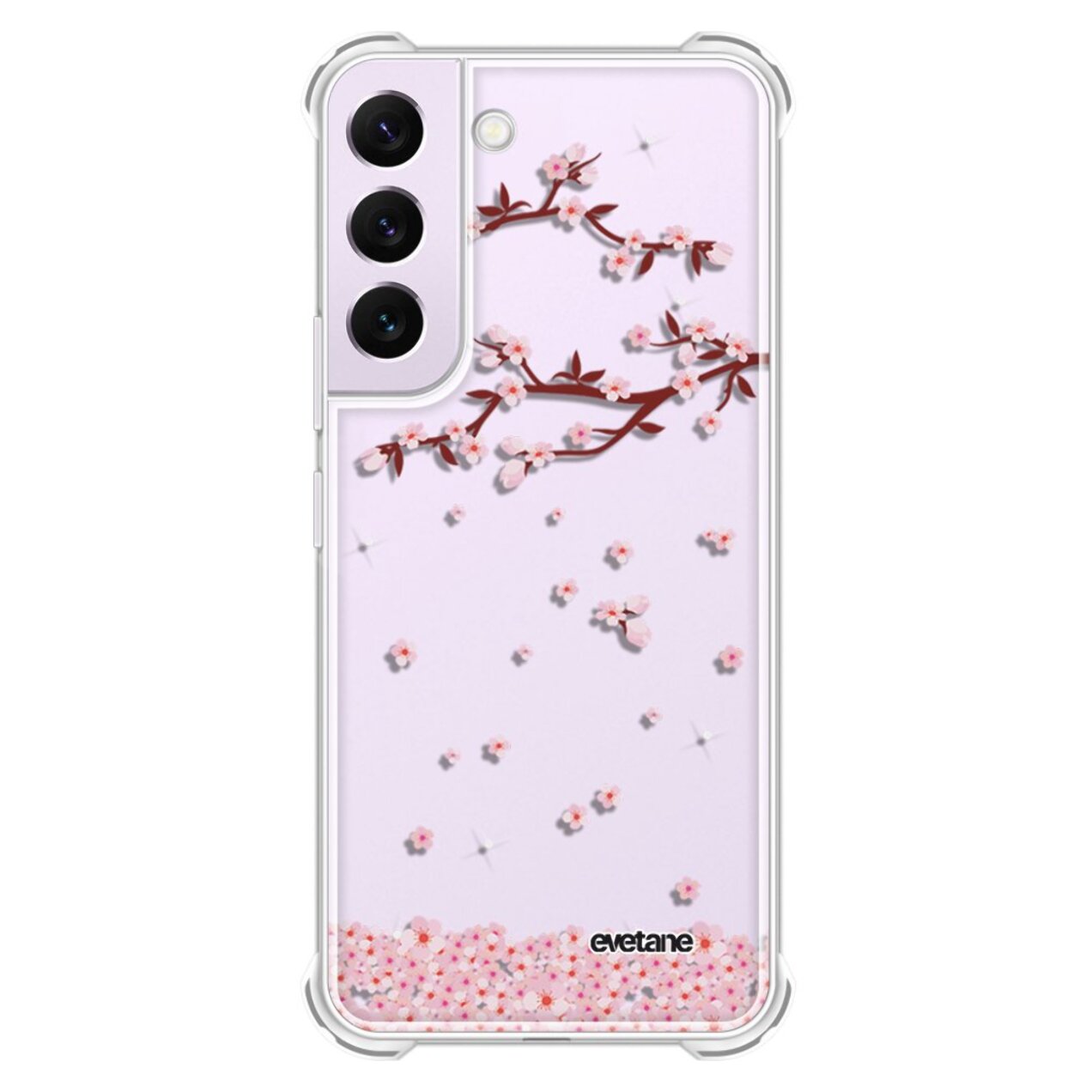 Coque Samsung Galaxy S21 FE Silicone antichocs Solides coins renforcés Protection Housse transparente Chute De Fleurs Evetane