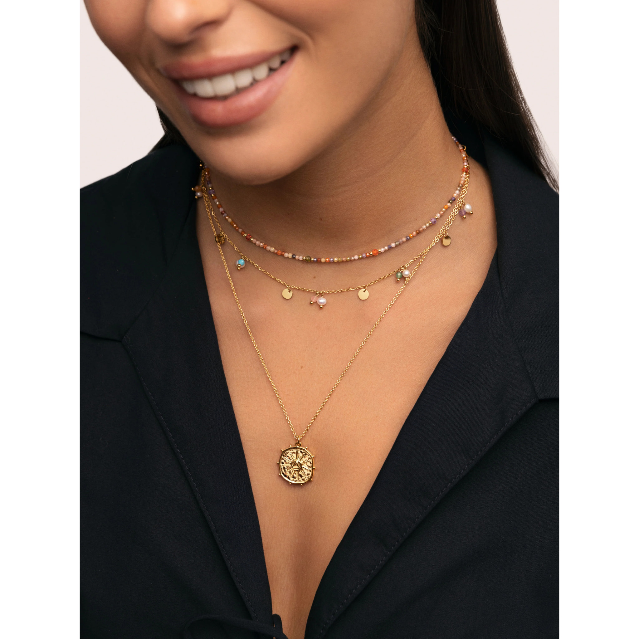 Collana Crystal Summer in Acciaio Placcato Oro