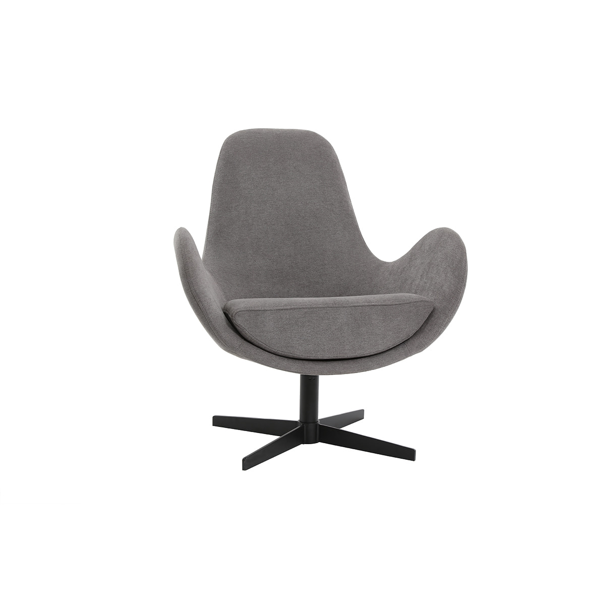 Fauteuil pivotant design en tissu effet velours gris et métal noir ANDY