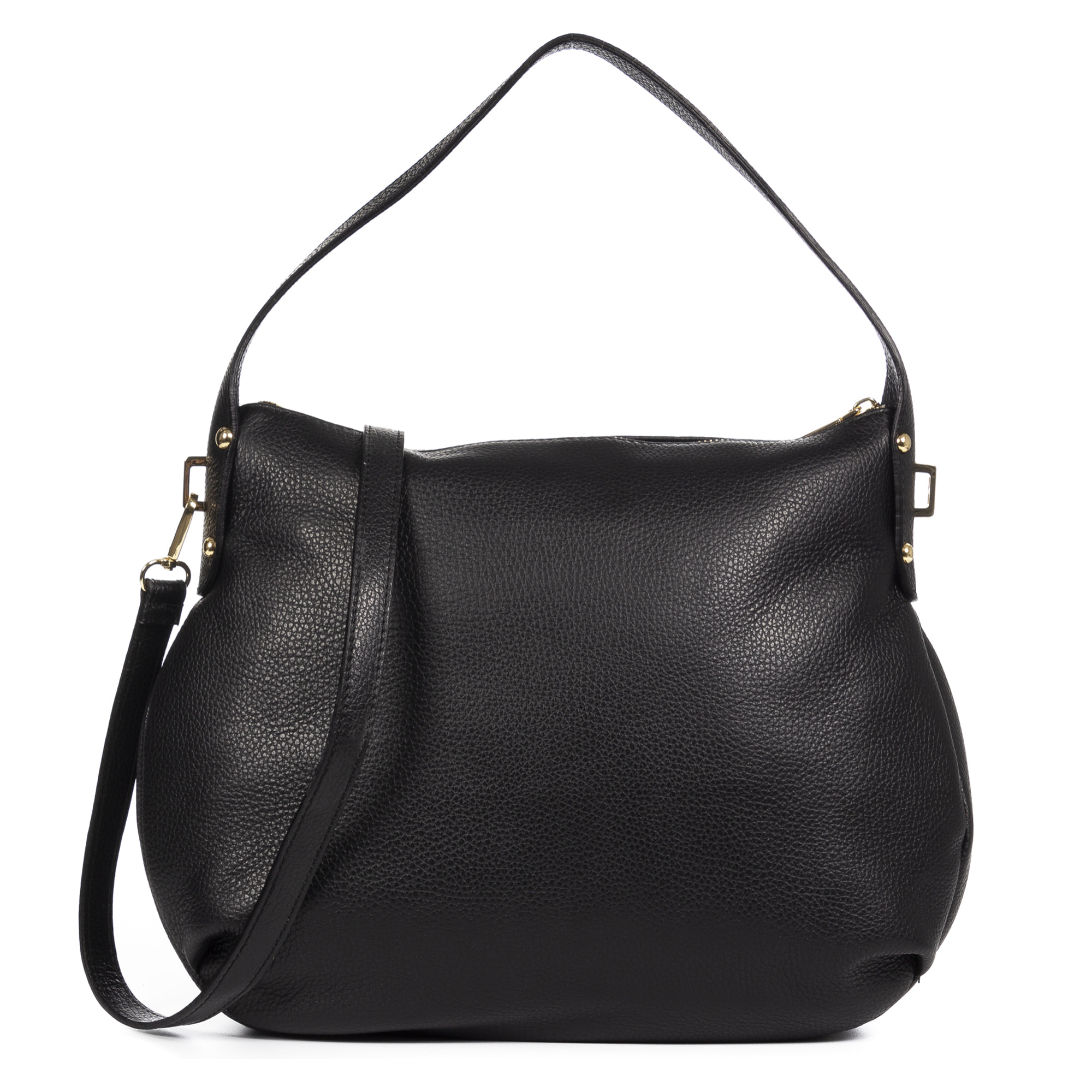 FIRENZE ARTEGIANI Borsa a Spalla da Donna Acerenza. Vera Pelle Dollaro Made in Italy 38x8x27 Cm. Colore nero