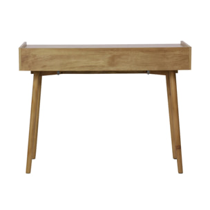 Bureau décor bois de manguier rainuré 2 tiroirs - 110 x 55 x 79.5 cm - Celian