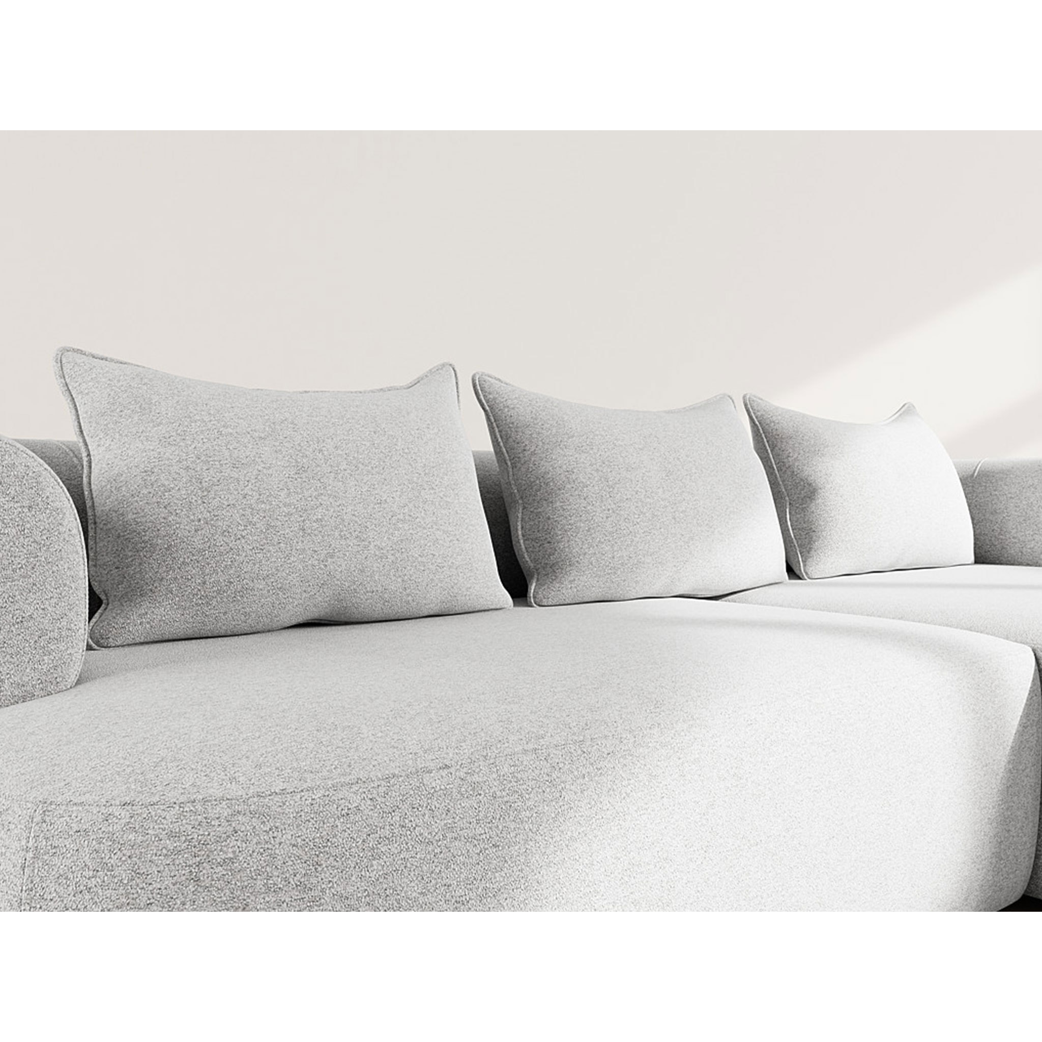 Angela - canapé d'angle droit 4 places en velours texturé - Gris clair