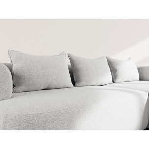 Angela - canapé d'angle droit 4 places en velours texturé - Gris clair