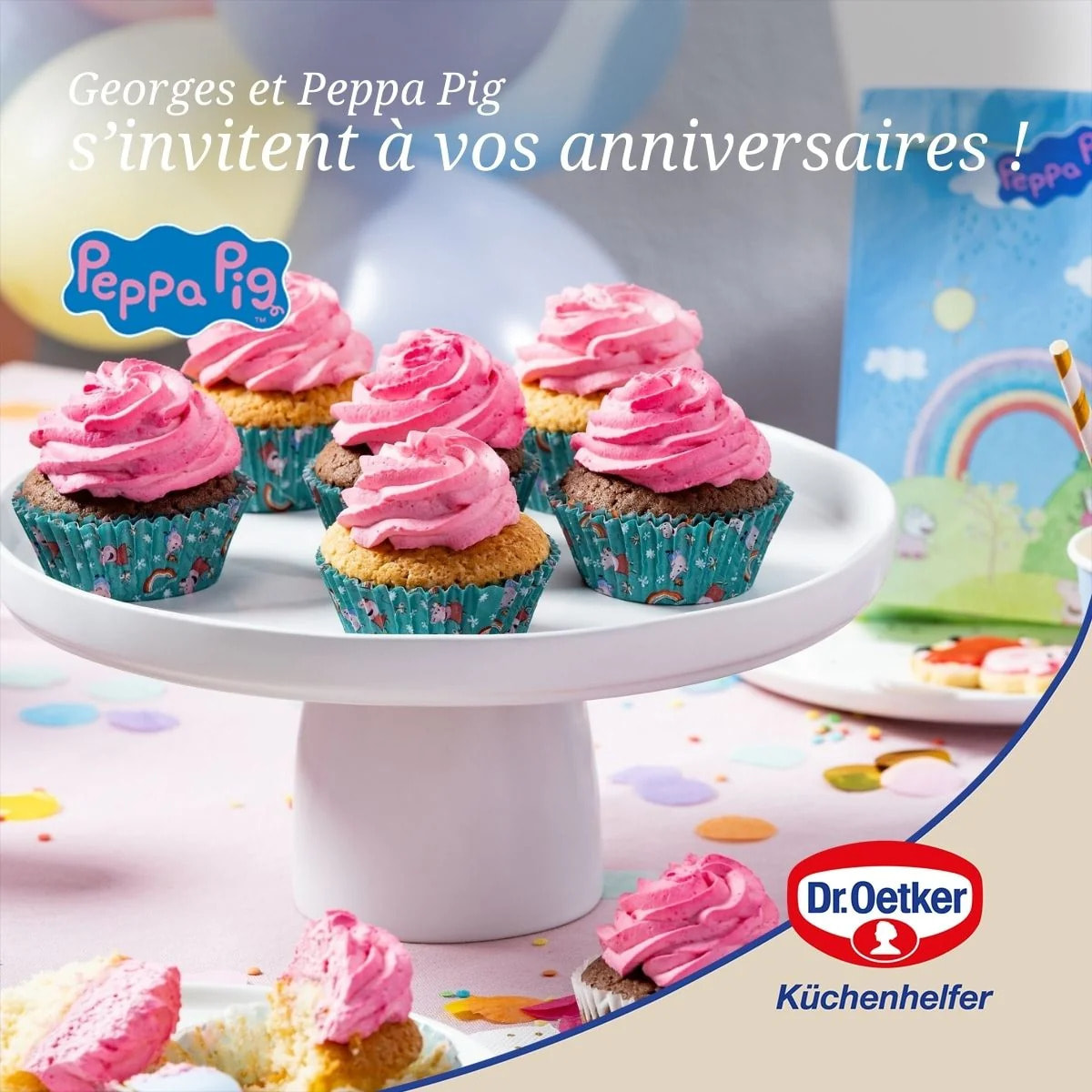 Ensemble 50 moules à muffins en papier 6 cm Dr. Oetker Peppa Pig
