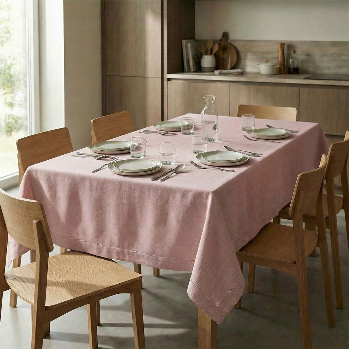 Tovaglia in cotone ajour elegante e versatile, tessuto morbido e resistente, ideale per tavola quotidiana e occasioni formali, design raffinato e discreto, facile da lavare e stirare, certificata sicura per uso domestico