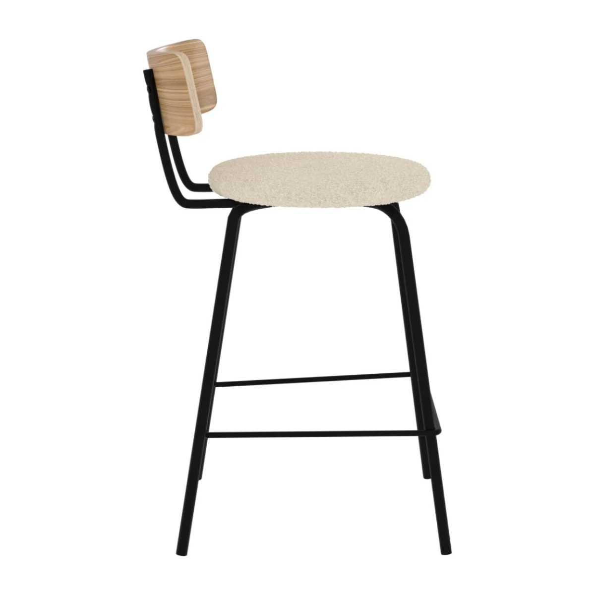 Lot de 2 chaises pour îlot central 64 cm en tissu bouclé blanc cassé - Alize